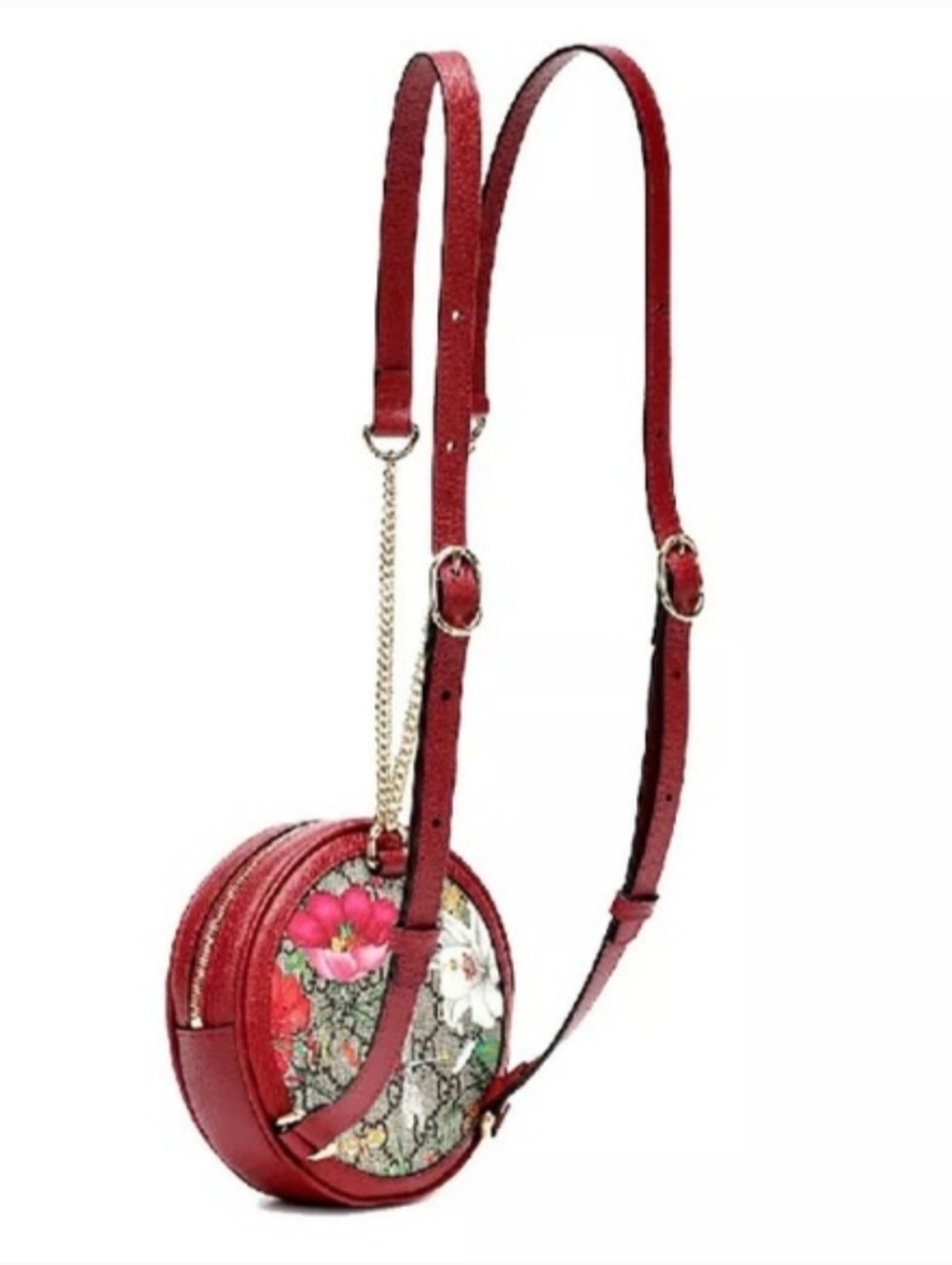 Gucci Red Floral Round Crossbody Backpack - Picture 5 of 15